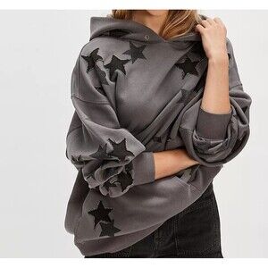 Free People We The Free Cosmic Comfort Sweatshirt Hoodie Top Patchwork L 286438